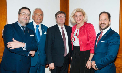 Prof. Moritz Hunzinger, Prof. Adalbert Lhota, Botschafter Marius Janukonis, Rector Prof. Dr. Olena Bykovska (Institute for Ecology, Economy and Law), Michael Ruiss