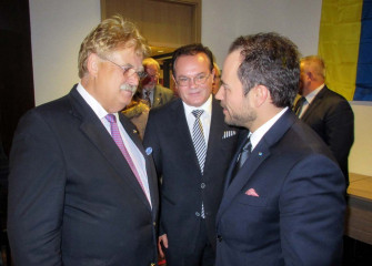 Vorsitzender des Auswärtigen Ausschusses des Europäischen Parlaments Elmar Brok, MdEP, Rector Prof. Dr. Igor Kotsan, Michael Ruiss